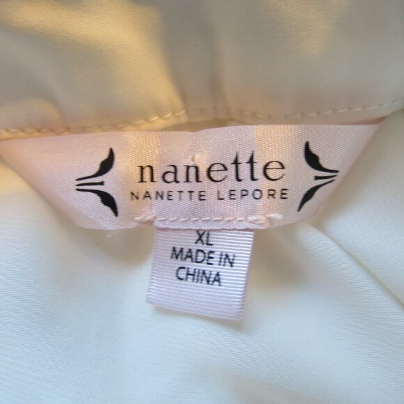 NWT Nanette Lepore "Cannoli" Ivory Top Sleeveless High Collar Beading Ruffle XL - Picture 7 of 10